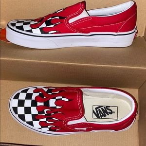 Checkered flamed Vans Slip-on